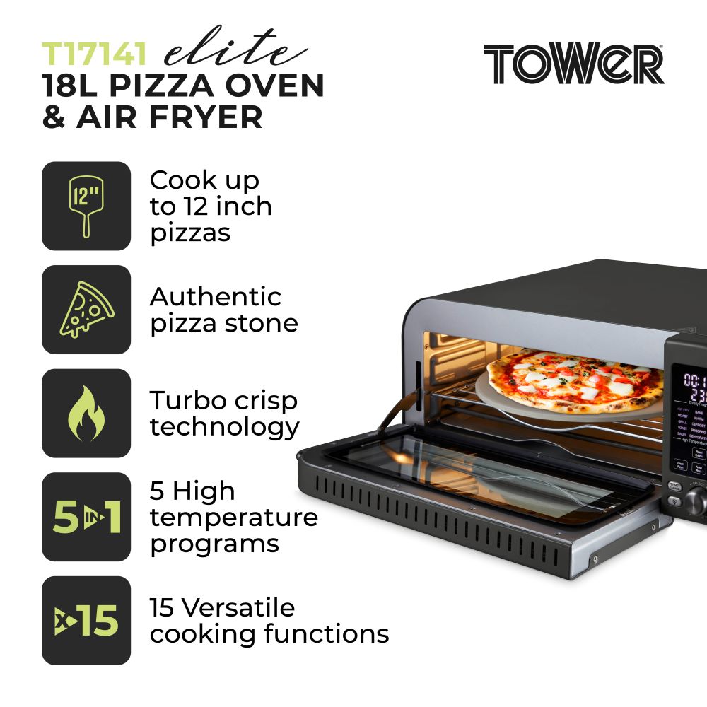 Tower T17141 18L Pizza Maker - Grey / Chrome