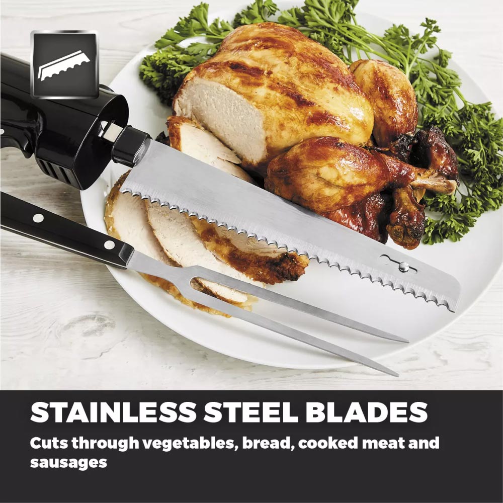 Tower T19028 Electric Knife with One Touch Operation & Storage Case - 120W, Black