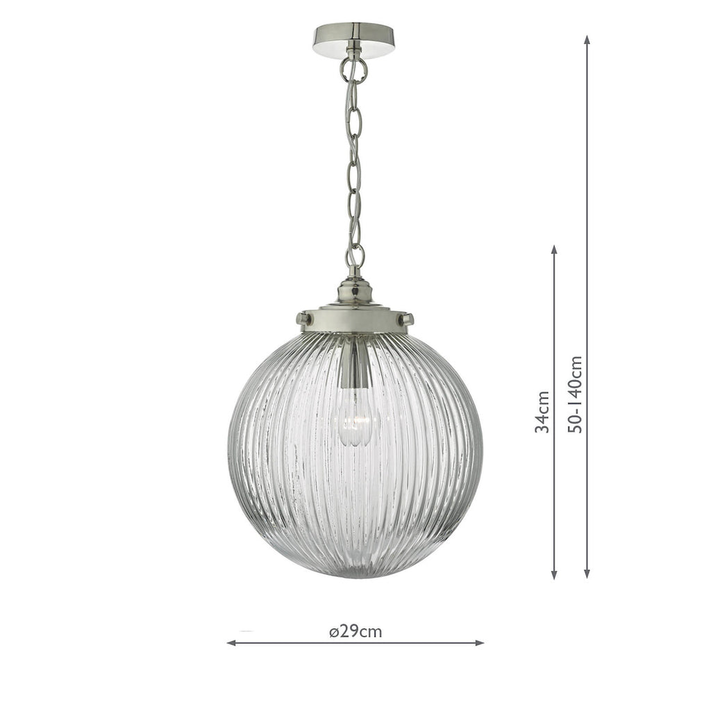 Tamara Pendant Satin Nickel & Ribbed Glass<br>Satin Nickel