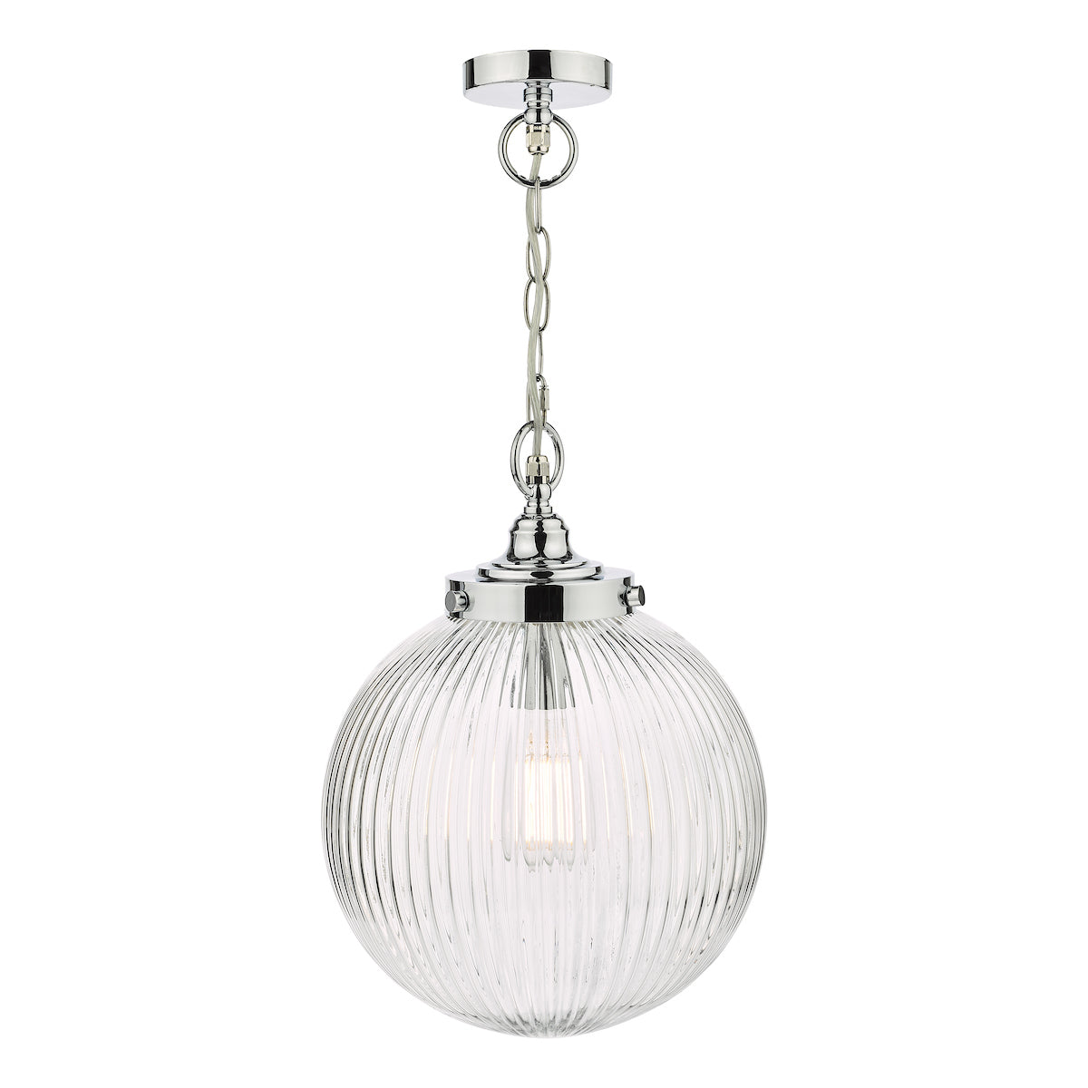 Tamara Bathroom Pendant Polished Chrome Ribbed Glass IP44<br>Polished Chrome