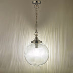 Tamara Bathroom Pendant Polished Chrome Ribbed Glass IP44<br>Polished Chrome