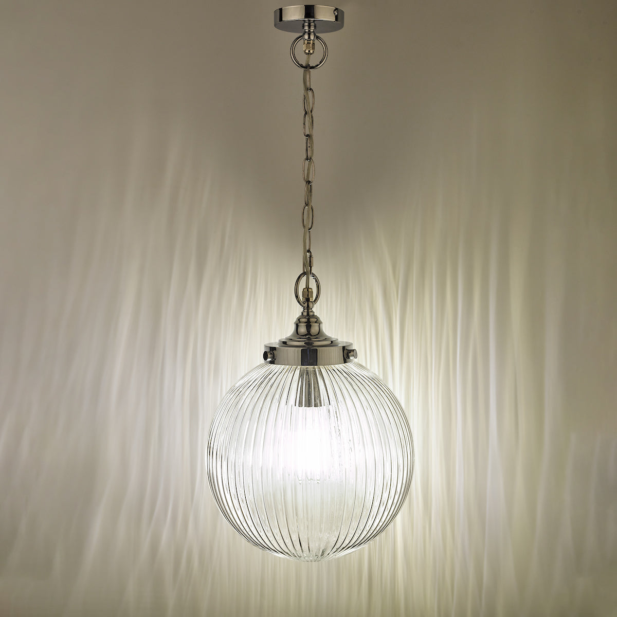 Tamara Bathroom Pendant Polished Chrome Ribbed Glass IP44<br>Polished Chrome