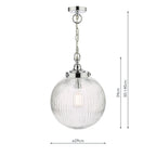 Tamara Bathroom Pendant Polished Chrome Ribbed Glass IP44<br>Polished Chrome