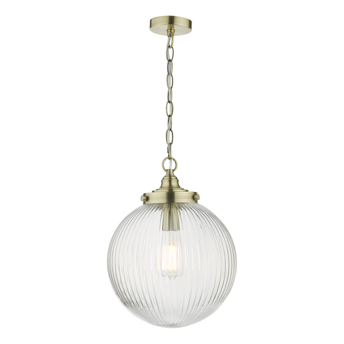 Tamara 1 Light Single Pendant Antique Brass Ribbed Glass<br>Antique Brass
