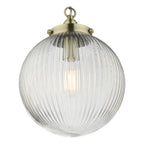 Tamara 1 Light Single Pendant Antique Brass Ribbed Glass<br>Antique Brass