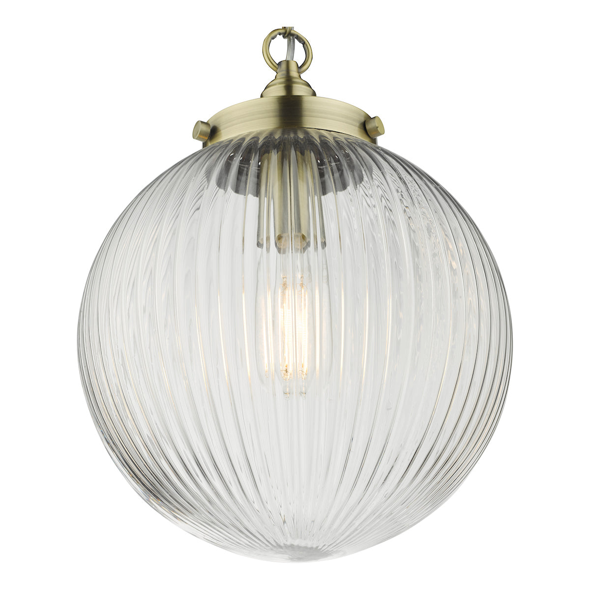 Tamara 1 Light Single Pendant Antique Brass Ribbed Glass<br>Antique Brass
