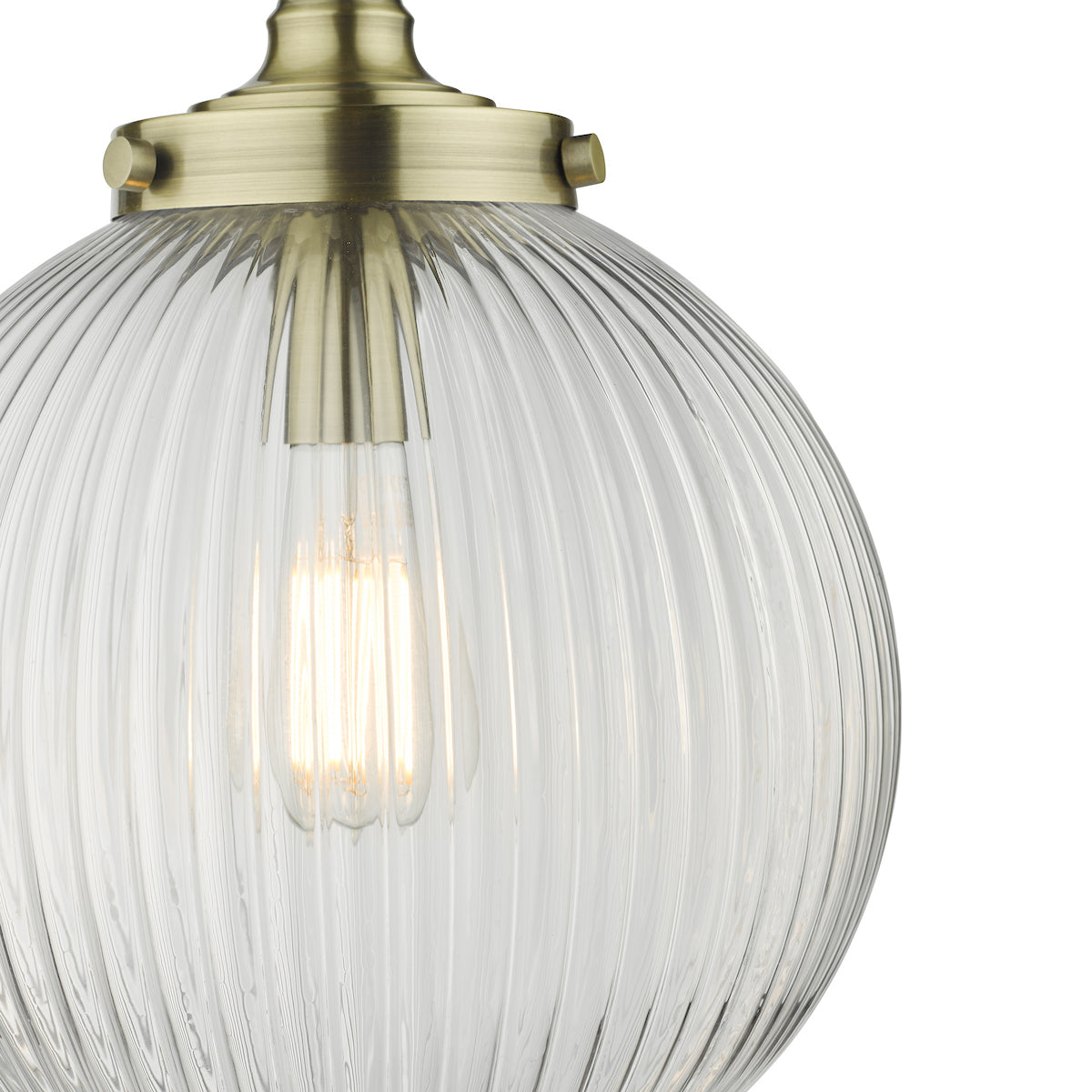 Tamara 1 Light Single Pendant Antique Brass Ribbed Glass<br>Antique Brass
