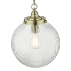 Tamara 1 Light Single Pendant Antique Brass Ribbed Glass<br>Antique Brass