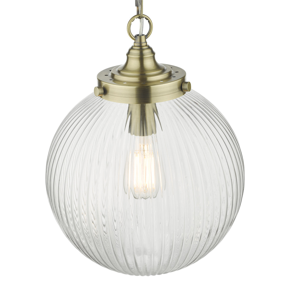 Tamara 1 Light Single Pendant Antique Brass Ribbed Glass<br>Antique Brass