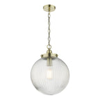 Tamara 1 Light Single Pendant Antique Brass Ribbed Glass<br>Antique Brass