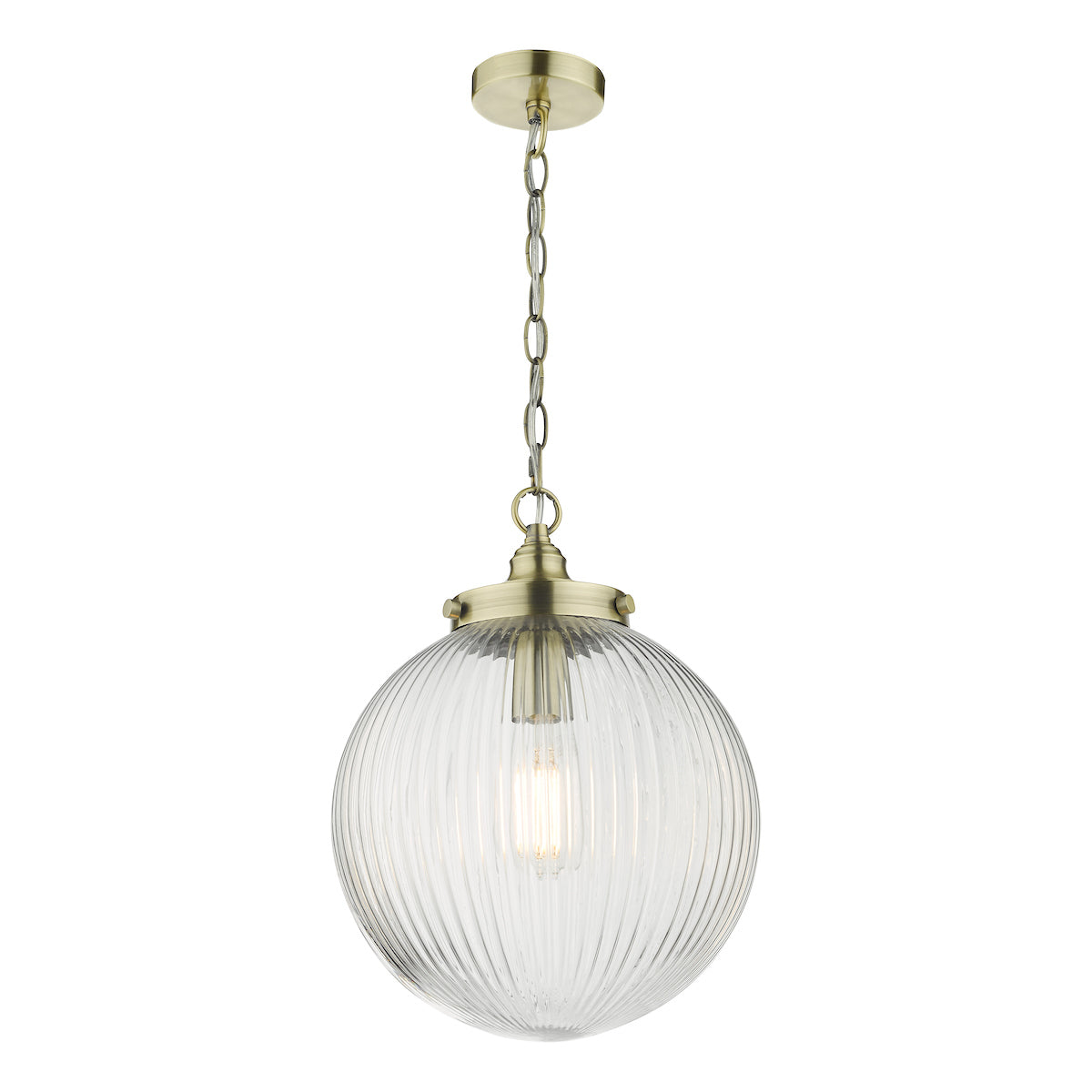 Tamara 1 Light Single Pendant Antique Brass Ribbed Glass<br>Antique Brass