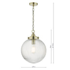 Tamara 1 Light Single Pendant Antique Brass Ribbed Glass<br>Antique Brass
