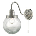 Tamara Wall Light Satin Nickel Ribbed Glass<br>Satin Nickel