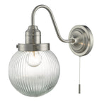 Tamara Wall Light Satin Nickel Ribbed Glass<br>Satin Nickel