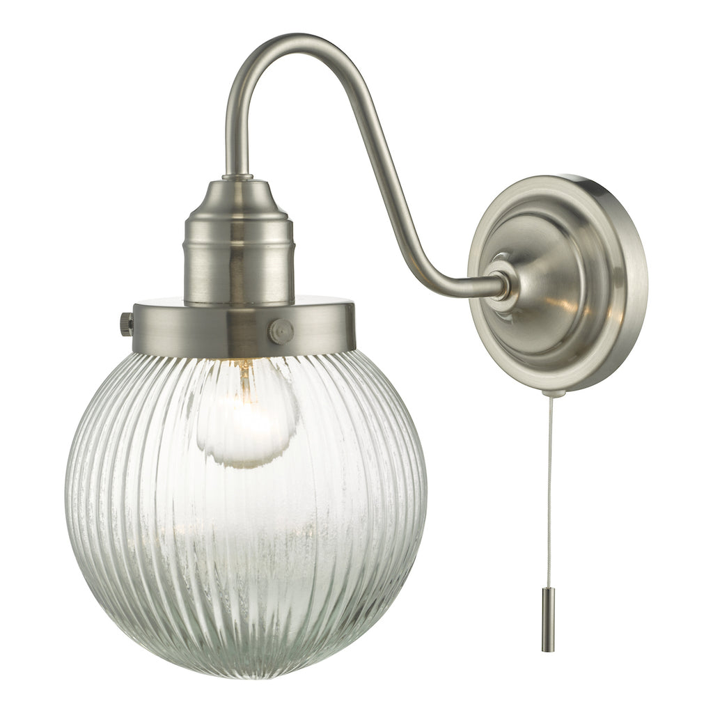 Tamara Wall Light Satin Nickel Ribbed Glass<br>Satin Nickel
