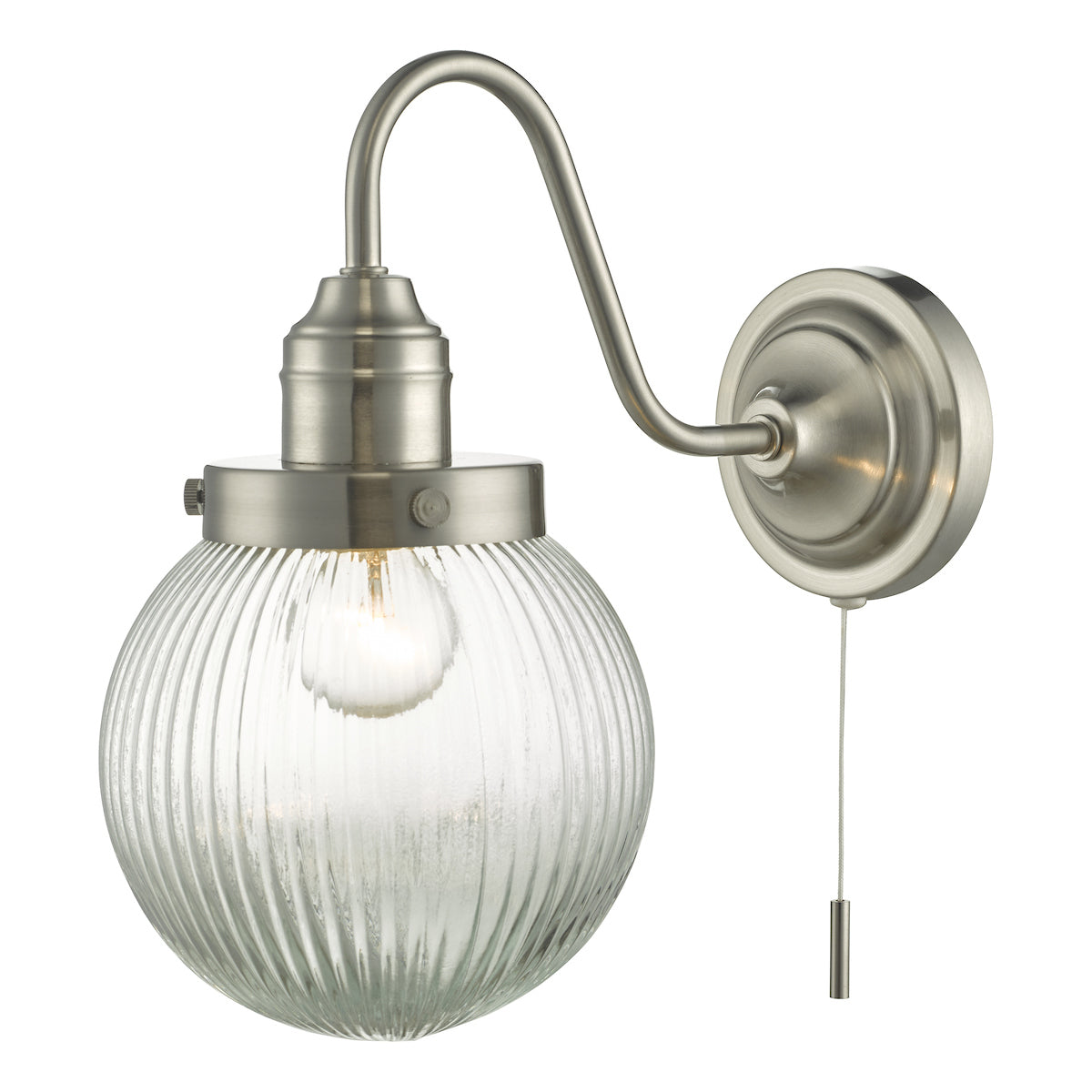 Tamara Wall Light Satin Nickel Ribbed Glass<br>Satin Nickel