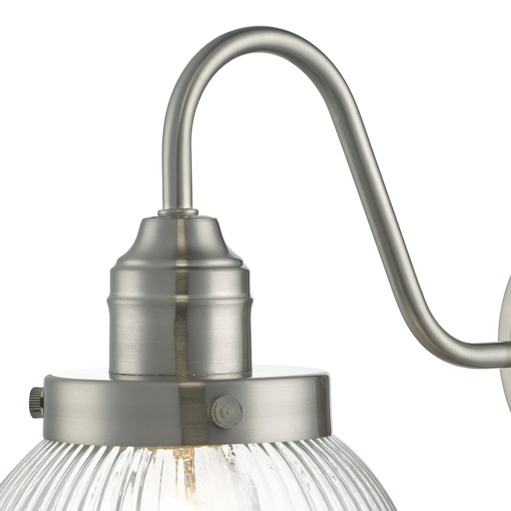 Tamara Wall Light Satin Nickel Ribbed Glass<br>Satin Nickel