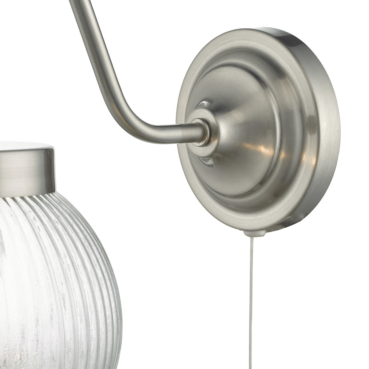 Tamara Wall Light Satin Nickel Ribbed Glass<br>Satin Nickel