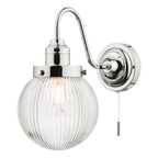 Tamara Bathroom Wall Light Polished Chrome Ribbed Glass IP44<br>Polished Chrome