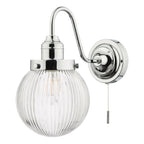 Tamara Bathroom Wall Light Polished Chrome Ribbed Glass IP44<br>Polished Chrome
