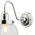 Tamara Bathroom Wall Light Polished Chrome Ribbed Glass IP44<br>Polished Chrome