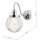 Tamara Bathroom Wall Light Polished Chrome Ribbed Glass IP44<br>Polished Chrome