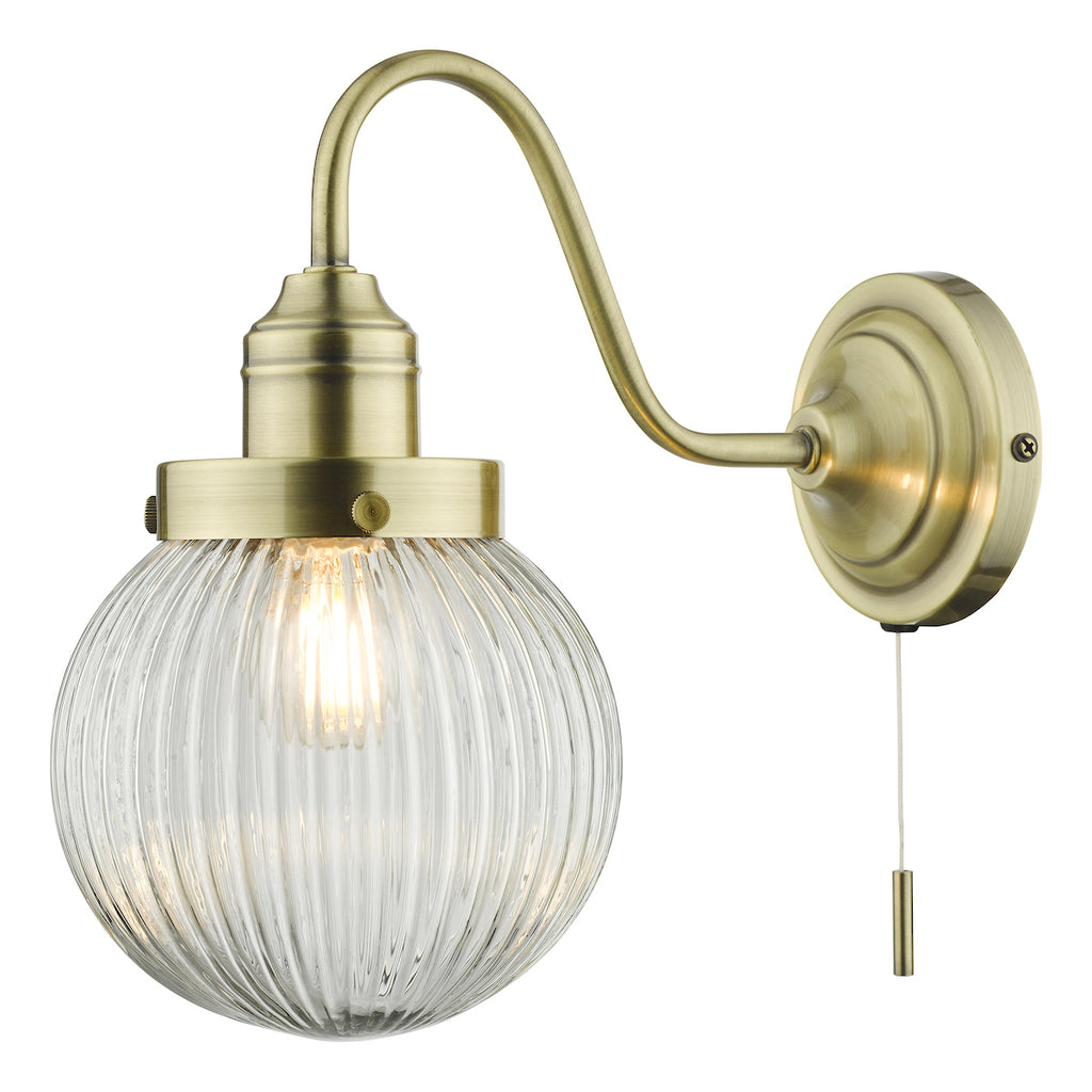 Tamara Wall Light Antique Brass Ribbed Glass<br>Antique Brass