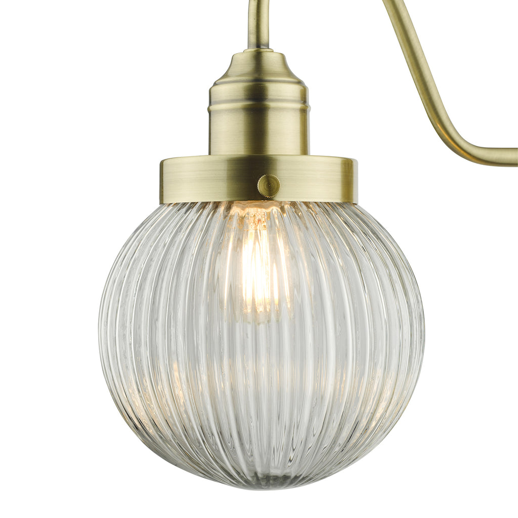 Tamara Wall Light Antique Brass Ribbed Glass<br>Antique Brass