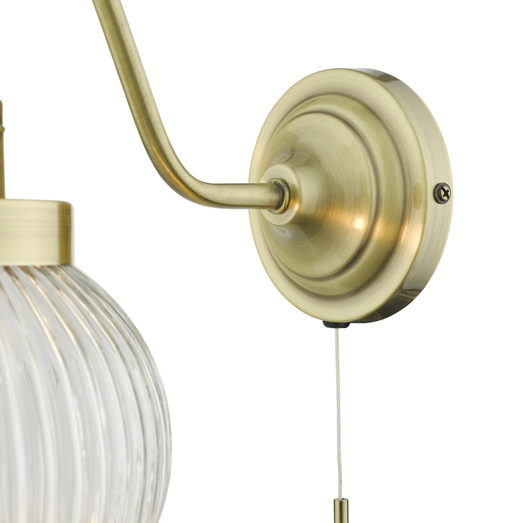 Tamara Wall Light Antique Brass Ribbed Glass<br>Antique Brass