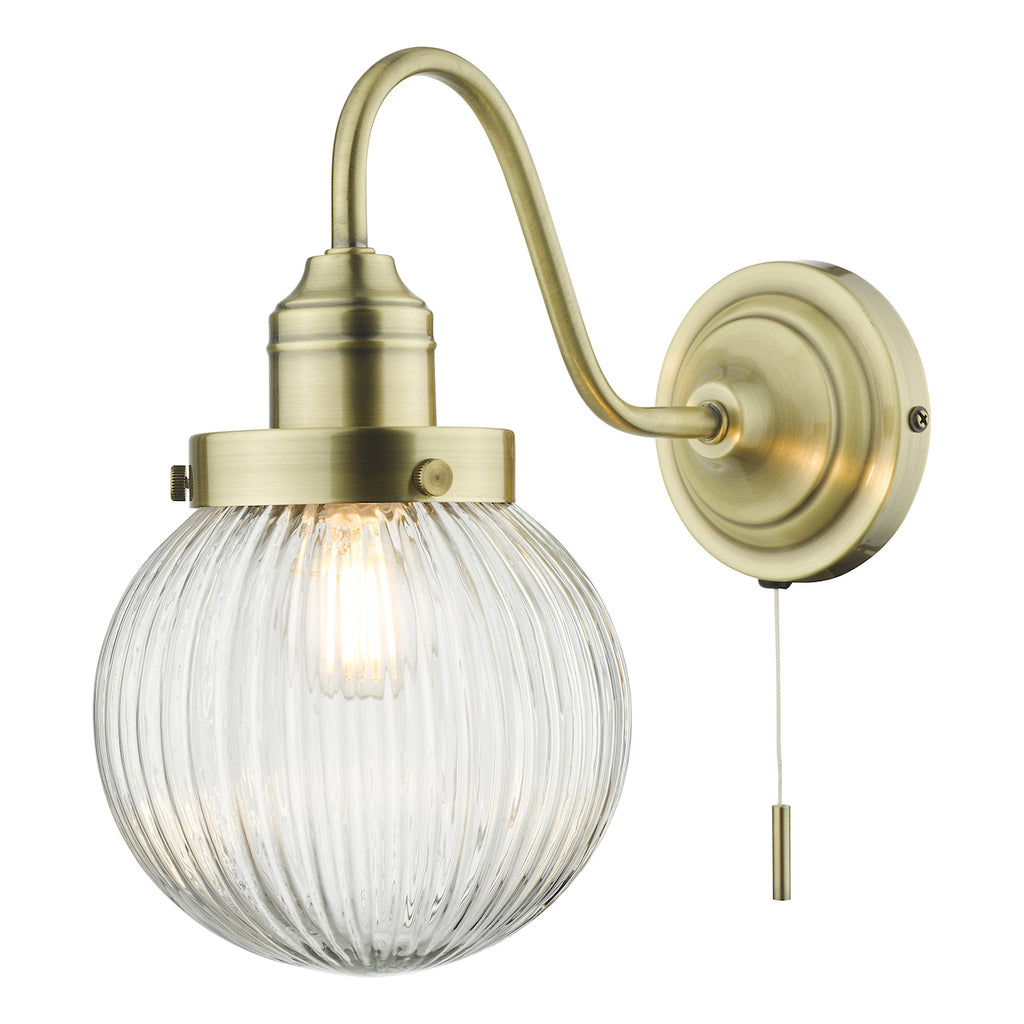 Tamara Wall Light Antique Brass Ribbed Glass<br>Antique Brass