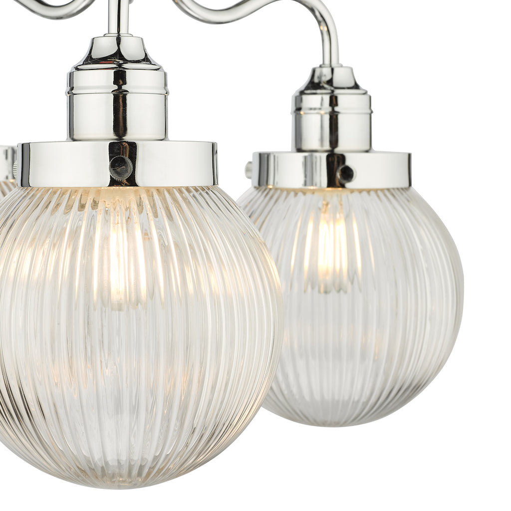 Tamara 3 Light Bathroom Semi Flush Polished Chrome Ribbed Glass IP44<br>Polished Chrome