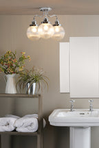 Tamara 3 Light Bathroom Semi Flush Polished Chrome Ribbed Glass IP44<br>Polished Chrome