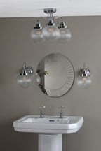 Tamara 3 Light Bathroom Semi Flush Polished Chrome Ribbed Glass IP44<br>Polished Chrome