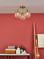 Tamara 3 Light Bathroom Semi Flush Antique Brass Ribbed Glass IP44<br>Antique Brass