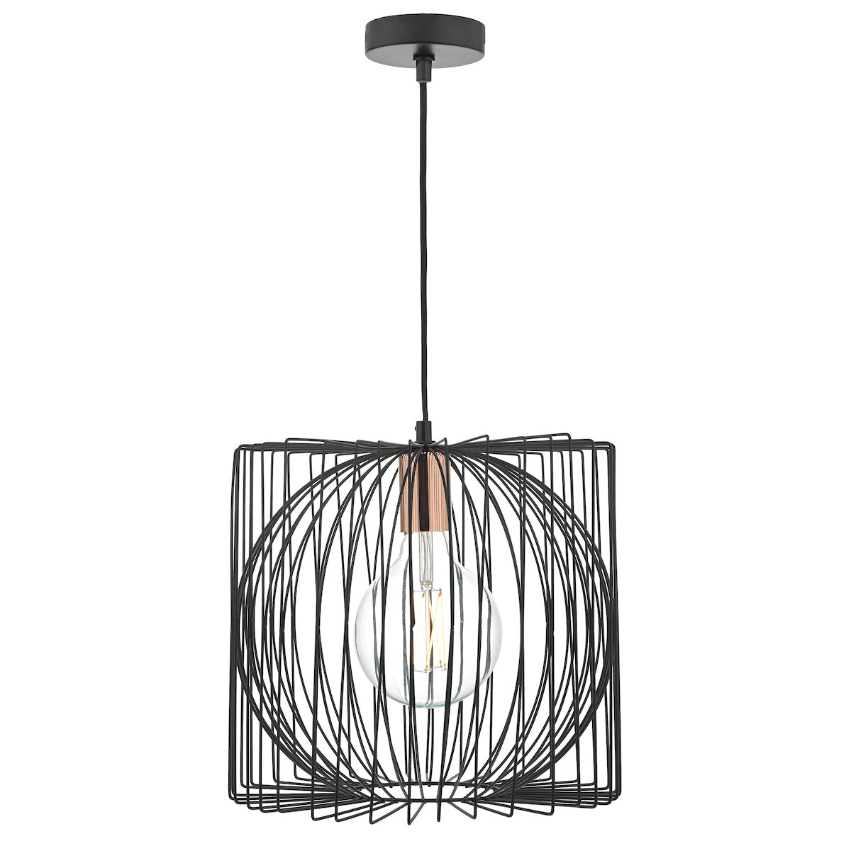 Taplow Pendant Black & Copper<br>Matt Black