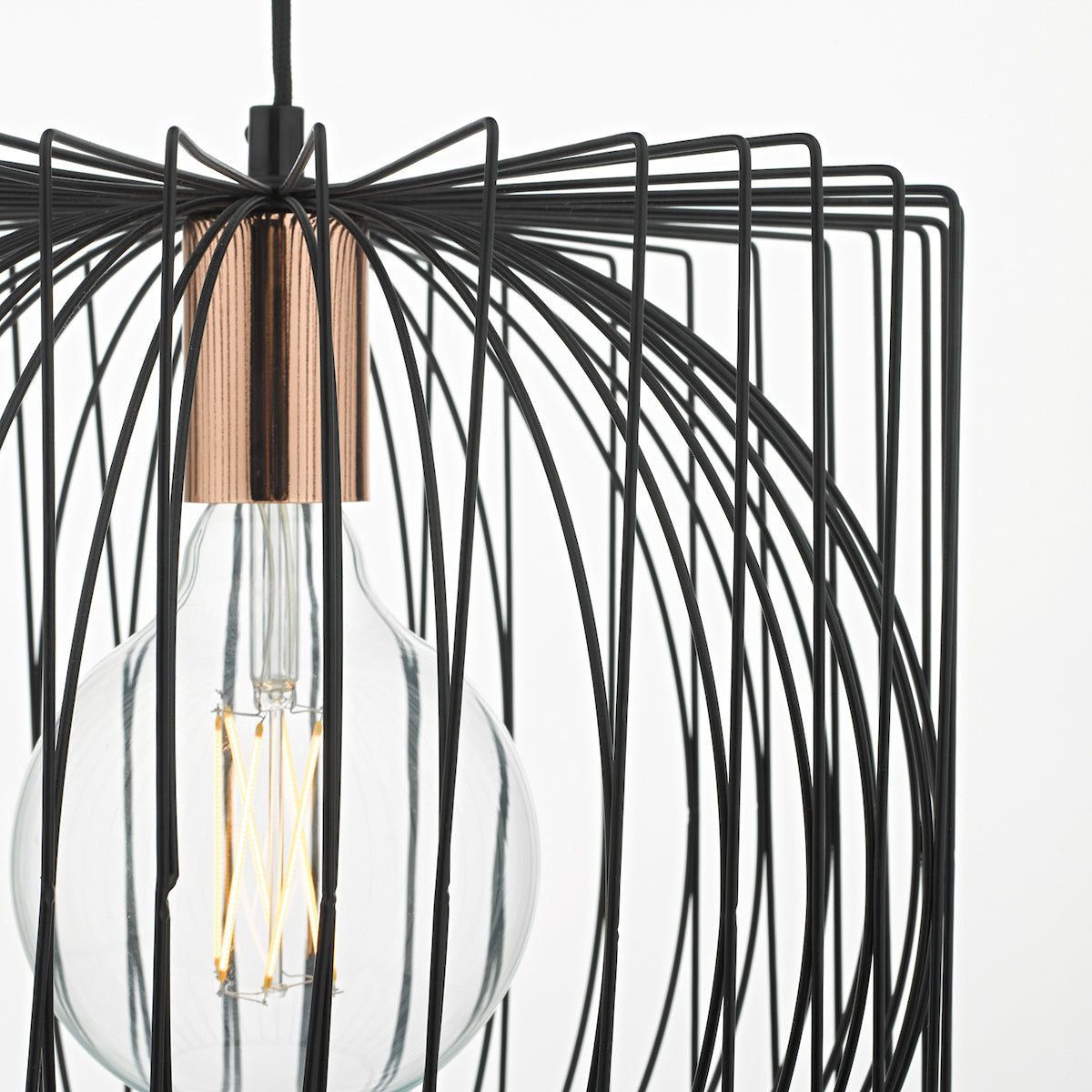 Taplow Pendant Black & Copper<br>Matt Black