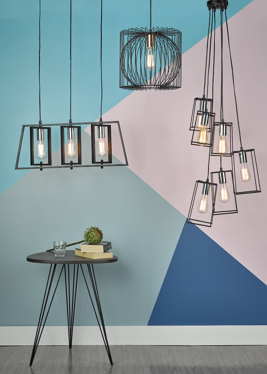 Taplow Pendant Black & Copper<br>Matt Black