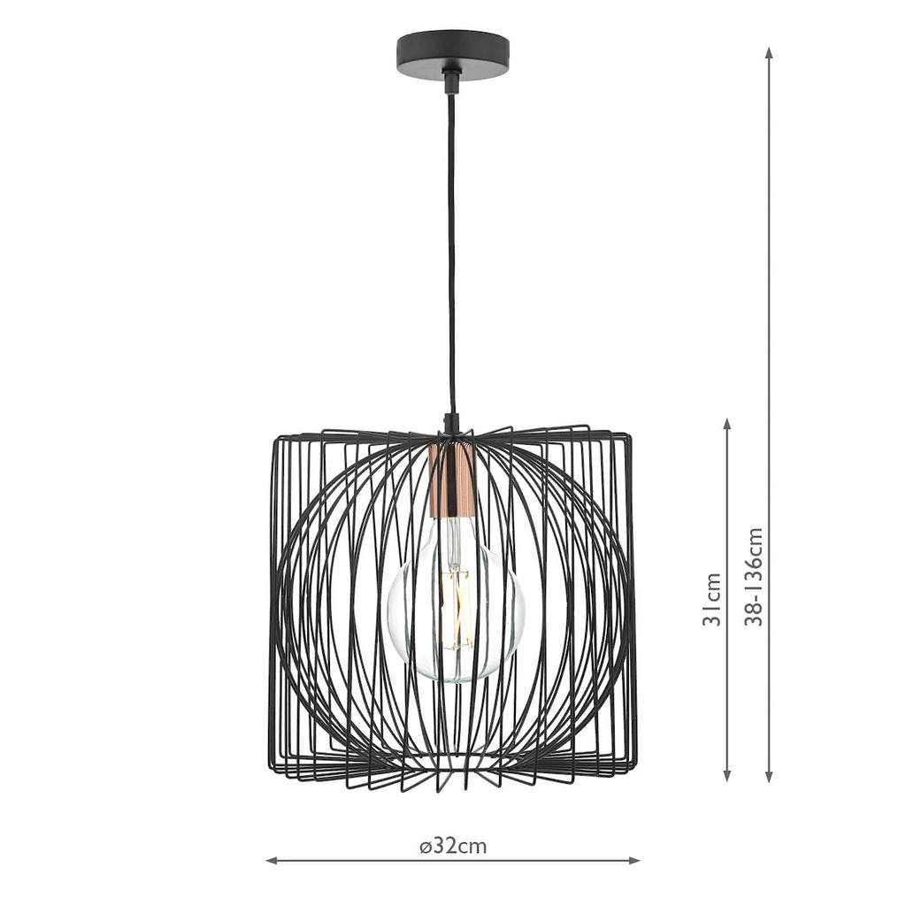 Taplow Pendant Black & Copper<br>Matt Black