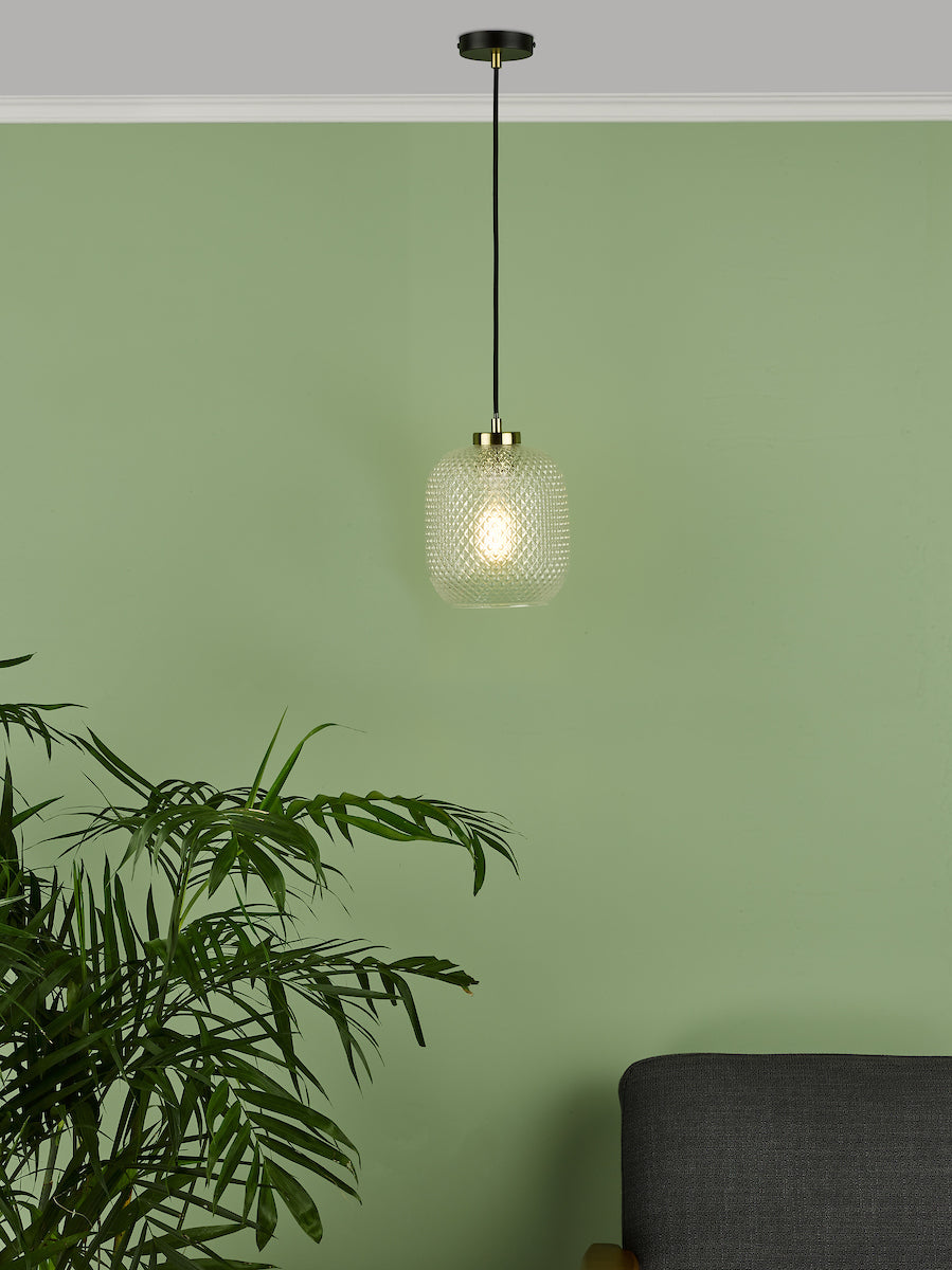Tehya Pendant Matt Black Textured Glass<br>Matt Black