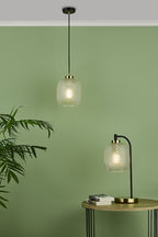 Tehya Pendant Matt Black Textured Glass<br>Matt Black