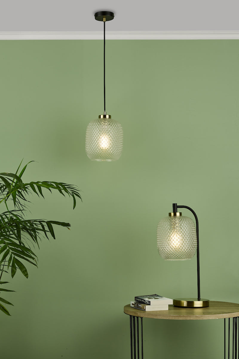 Tehya Pendant Matt Black Textured Glass<br>Matt Black
