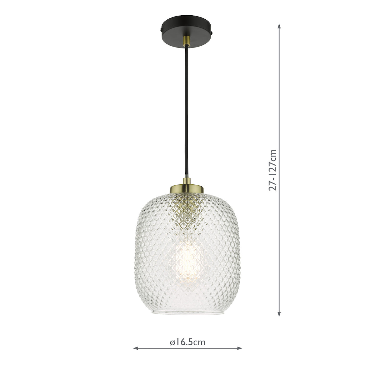 Tehya Pendant Matt Black Textured Glass<br>Matt Black