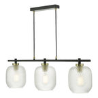 Tehya 3 Light Bar Pendant Matt Black Textured Glass<br>Matt Black