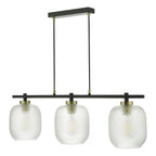 Tehya 3 Light Bar Pendant Matt Black Textured Glass<br>Matt Black