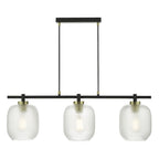 Tehya 3 Light Bar Pendant Matt Black Textured Glass<br>Matt Black