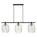 Tehya 3 Light Bar Pendant Matt Black Textured Glass<br>Matt Black