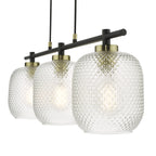 Tehya 3 Light Bar Pendant Matt Black Textured Glass<br>Matt Black