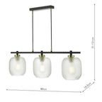 Tehya 3 Light Bar Pendant Matt Black Textured Glass<br>Matt Black