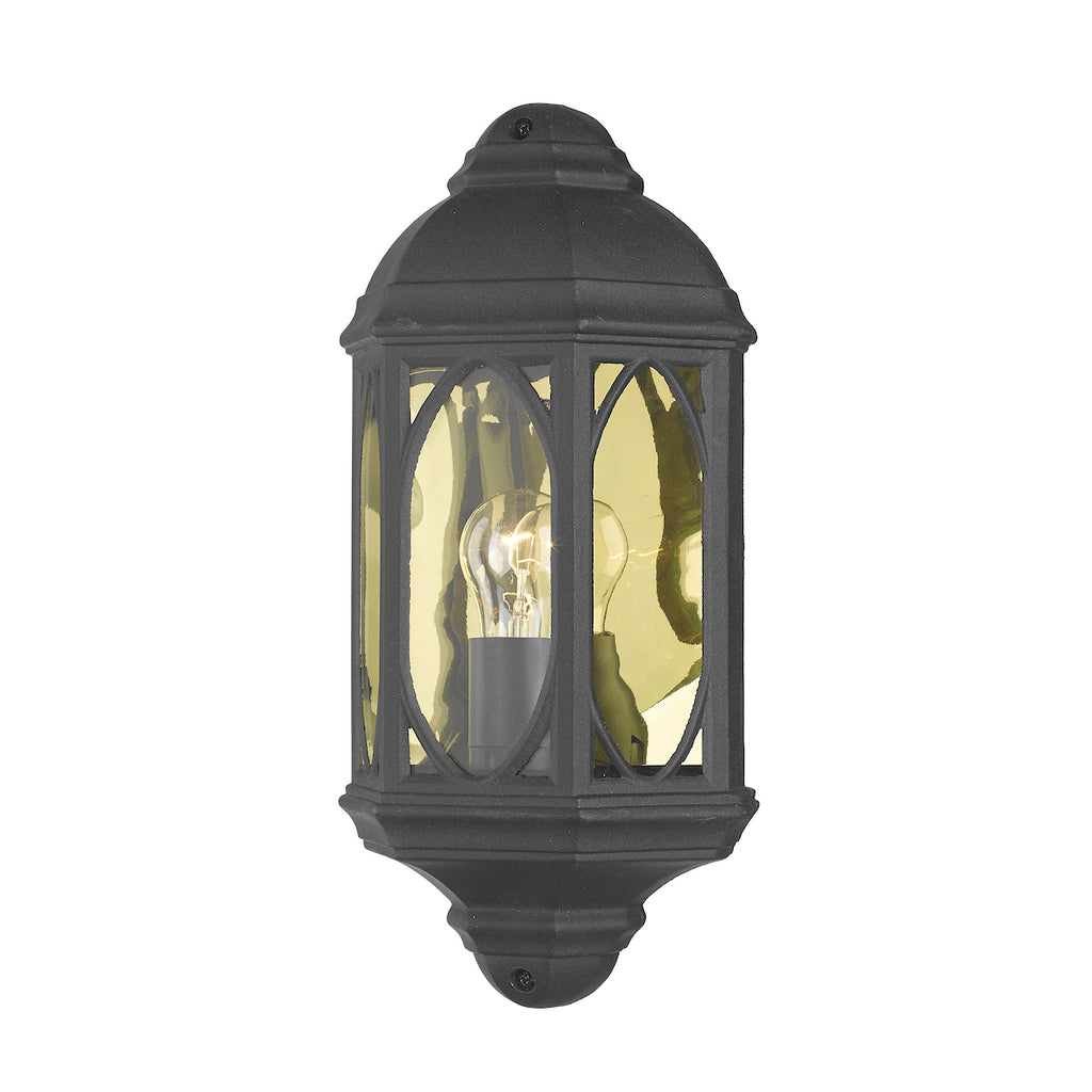 Tenby Outdoor Wall Light Black Glass IP43<br>Matt Black