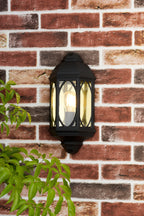 Tenby Outdoor Wall Light Black Glass IP43<br>Matt Black